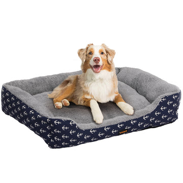 PaWz Pet Dog Cat Bed Deluxe Soft Cushion Lining Warm Kennel Navy Anchor L PaWz